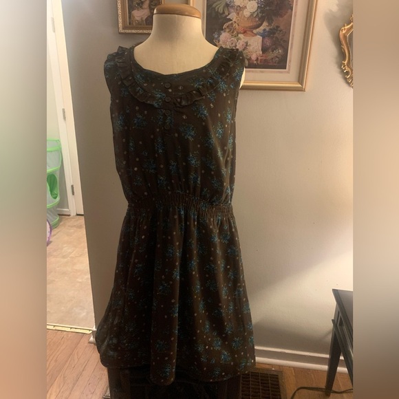 Mossimo Vintage 00s Brown Floral Mini Dress - Picture 1 of 14